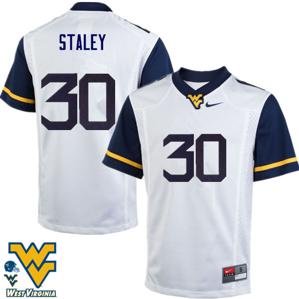 Men #30 Evan Staley West Virginia Mountaineers College Football Jerseys-White